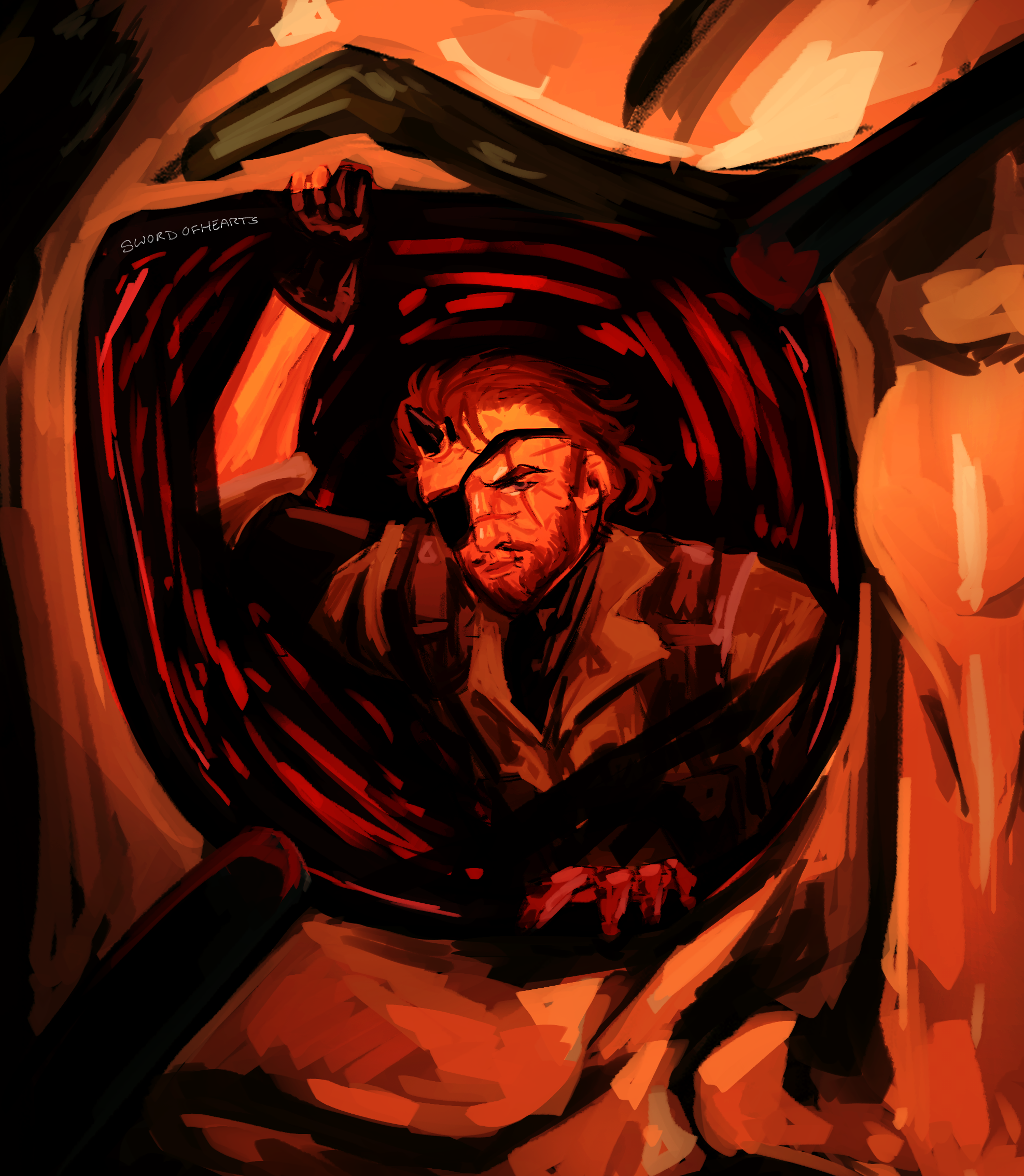 venom crawling out of big boss's eyepatch